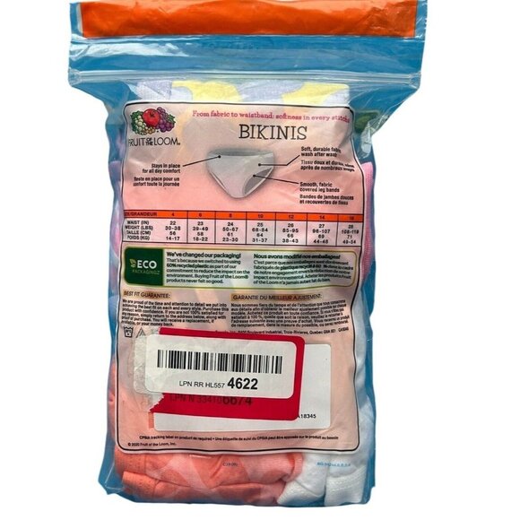 New Girls Fruit Of The Loom 9 Pack Bikinis Underwear Size 14 - Picture 2 of 2